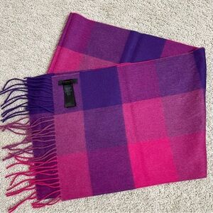 NEW! Authentic COACH Pink & Purple PLAID Pure CASHMERE Muffler DESIGNER SCARF